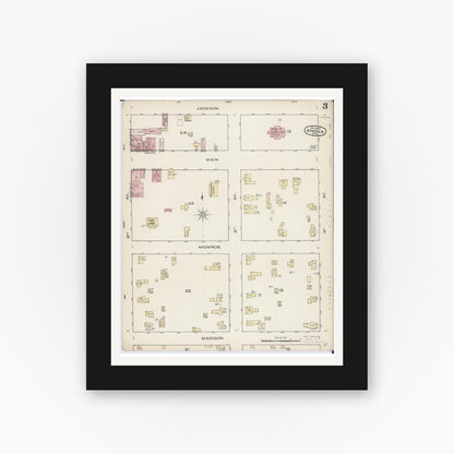 Old map wall art mockup — black gallery frame with white mat — Sanborn Fire Insurance Map from Anoka, Anoka County, Minnesota (1885), Sheet #0003