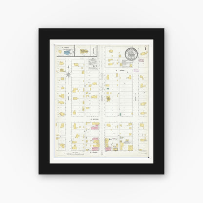 Old map wall art mockup — black gallery frame with white mat — Sanborn Fire Insurance Map from Atwood, Douglas And Piatt Counties, Illinois (1909) - Complete Map Set
