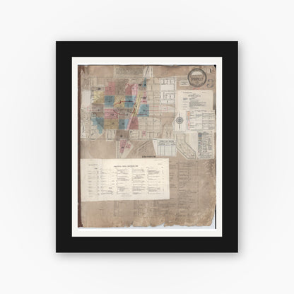 Old map wall art mockup — black gallery frame with white mat — Sanborn Fire Insurance Map from Brawley, Imperial County, California (1962), Sheet #0001