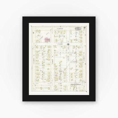 Old map wall art mockup — black gallery frame with white mat — Sanborn Fire Insurance Map from Marshall, Saline County, Missouri (1910), Sheet #0006