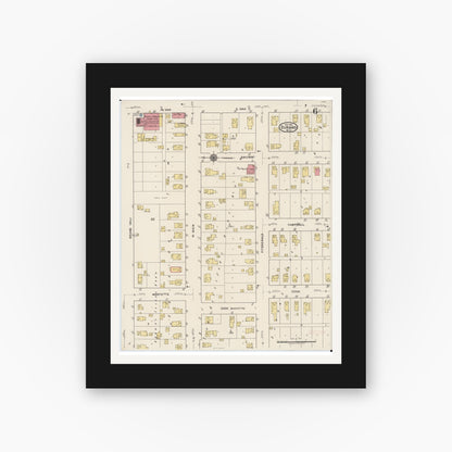 Old map wall art mockup — black gallery frame with white mat — Sanborn Fire Insurance Map from Durand, Shiawassee County, Michigan (1922), Sheet #0006