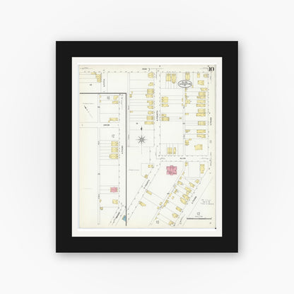 Old map wall art mockup — black gallery frame with white mat — Sanborn Fire Insurance Map from Lehighton, Carbon County, Pennsylvania (1908), Sheet #0010