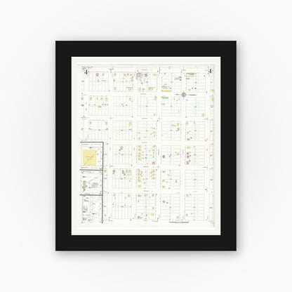 Old map wall art mockup — black gallery frame with white mat — Sanborn Fire Insurance Map from Levelland, Hockley County, Texas (1933), Sheet #0004