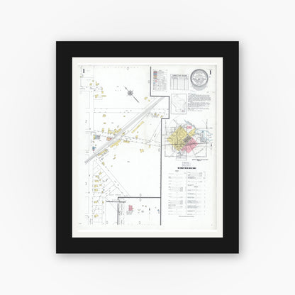 Old map wall art mockup — black gallery frame with white mat — Sanborn Fire Insurance Map from Palmyra, Jefferson County, Wisconsin (1949) - Complete Map Set