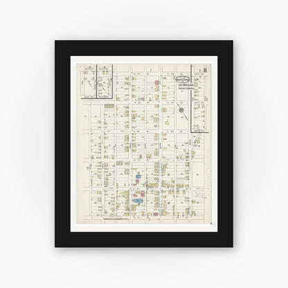Old map wall art mockup — black gallery frame with white mat — Sanborn Fire Insurance Map from Mauch Chunk, Carbon County, Pennsylvania (1915), Sheet #0008