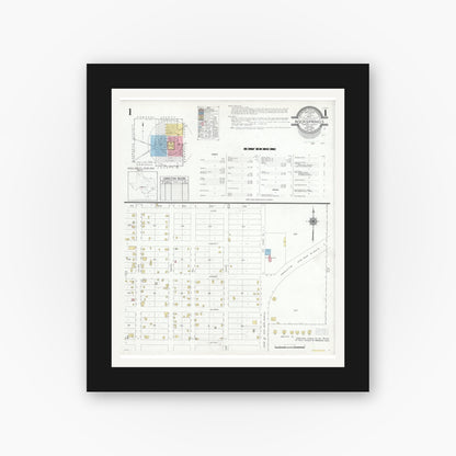Old map wall art mockup — black gallery frame with white mat — Sanborn Fire Insurance Map from Rocksprings, Edwards County, Texas (1948) - Complete Map Set