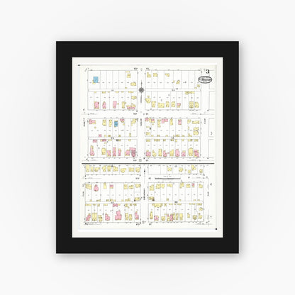 Old map wall art mockup — black gallery frame with white mat — Sanborn Fire Insurance Map from Fort Madison, Lee County, Iowa (1919), Sheet #0003