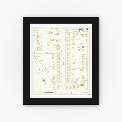 Old map wall art mockup — black gallery frame with white mat — Sanborn Fire Insurance Map from Batavia, Genesee County, New York (1912), Sheet #0004
