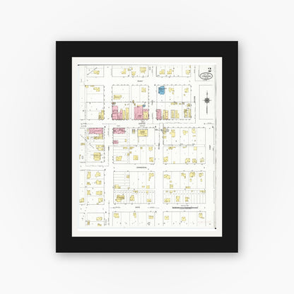 Old map wall art mockup — black gallery frame with white mat — Sanborn Fire Insurance Map from Union, Hardin County, Iowa (1921), Sheet #0002