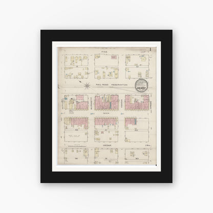 Old map wall art mockup — black gallery frame with white mat — Sanborn Fire Insurance Map from Calvert, Robertson County, Texas (1885) - Complete Map Set