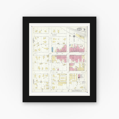 Old map wall art mockup — black gallery frame with white mat — Sanborn Fire Insurance Map from Holden, Johnson County, Missouri (1914), Sheet #0002