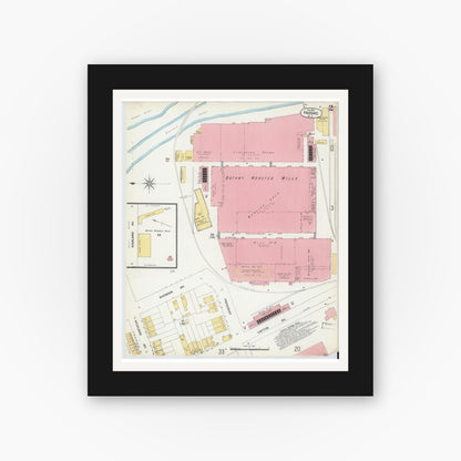 Old map wall art mockup — black gallery frame with white mat — Sanborn Fire Insurance Map from Passaic, Passaic County, New Jersey (1903) - Complete Map Set