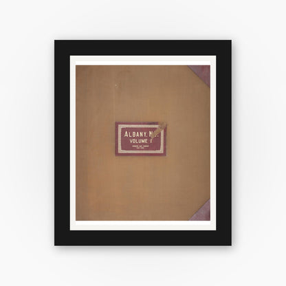 Old map wall art mockup — black gallery frame with white mat — Sanborn Fire Insurance Map from Albany, Albany County, New York (1950), Sheet #0001