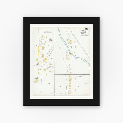 Old map wall art mockup — black gallery frame with white mat — Sanborn Fire Insurance Map from Peekskill, Westchester County, New York (1900), Sheet #0029