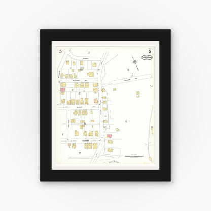 Old map wall art mockup — black gallery frame with white mat — Sanborn Fire Insurance Map from Stroudsburg, Monroe County, Pennsylvania (1923), Sheet #0005
