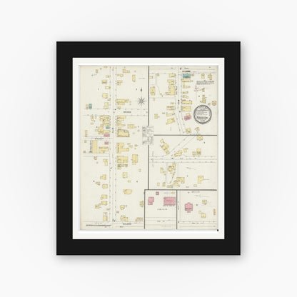 Old map wall art mockup — black gallery frame with white mat — Sanborn Fire Insurance Map from Tionesta, Forest County, Pennsylvania (1896), Sheet #0001