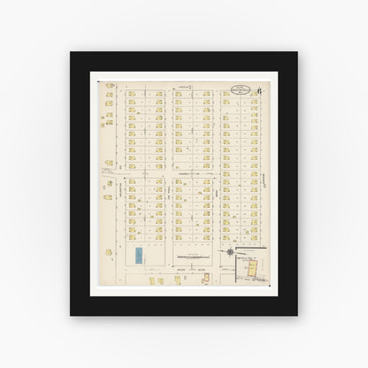 Old map wall art mockup — black gallery frame with white mat — Sanborn Fire Insurance Map from Newton Falls, Trumbull County, Ohio (1922), Sheet #0006