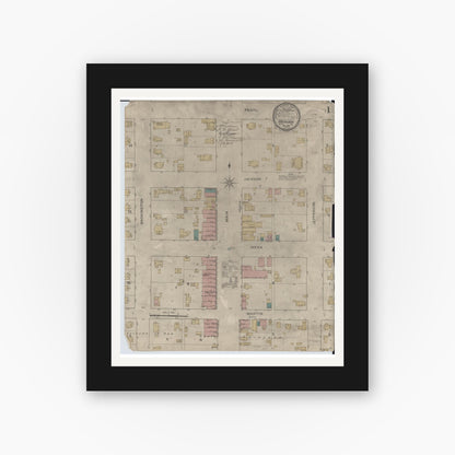 Old map wall art mockup — black gallery frame with white mat — Sanborn Fire Insurance Map from Abingdon, Knox County, Illinois (1893) - Complete Map Set