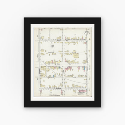 Old map wall art mockup — black gallery frame with white mat — Sanborn Fire Insurance Map from Mount Joy, Lancaster County, Pennsylvania (1891), Sheet #0004