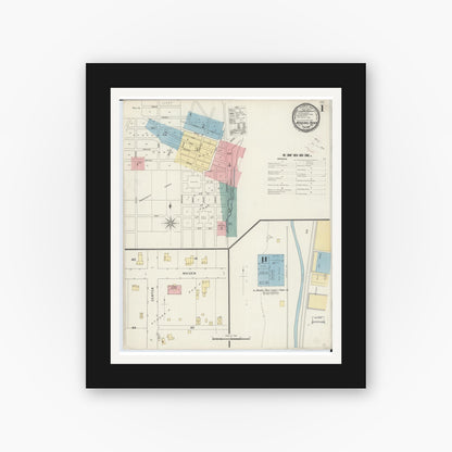Old map wall art mockup — black gallery frame with white mat — Sanborn Fire Insurance Map from Mineral Point, Iowa County, Wisconsin (1894) - Complete Map Set