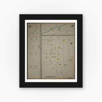 Old map wall art mockup — black gallery frame with white mat — Sanborn Fire Insurance Map from New Jersey Coast, New Jersey Coast, New Jersey (1890), Sheet #0010