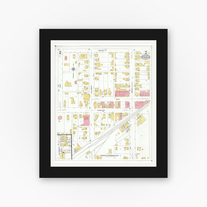 Old map wall art mockup — black gallery frame with white mat — Sanborn Fire Insurance Map from Bremen, Fairfield County, Ohio (1926), Sheet #0002