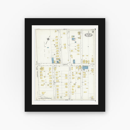 Old map wall art mockup — black gallery frame with white mat — Sanborn Fire Insurance Map from Daytona Beach, Volusia County, Florida (1916), Sheet #0003