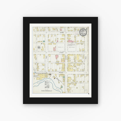 Old map wall art mockup — black gallery frame with white mat — Sanborn Fire Insurance Map from Osceola Mills, Clearfield County, Pennsylvania (1892) - Complete Map Set