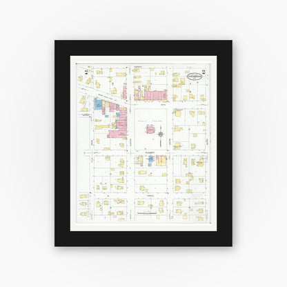 Old map wall art mockup — black gallery frame with white mat — Sanborn Fire Insurance Map from Stockbridge, Ingham County, Michigan (1930), Sheet #0002