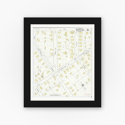 Old map wall art mockup — black gallery frame with white mat — Sanborn Fire Insurance Map from North Crystal Lake, McHenry County, Illinois (1912), Sheet #0003