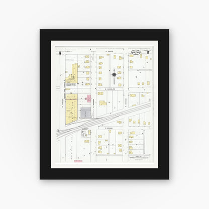 Old map wall art mockup — black gallery frame with white mat — Sanborn Fire Insurance Map from Macomb, Mcdonough County, Illinois (1924), Sheet #0008