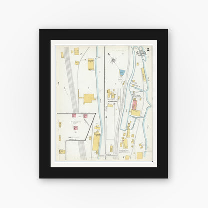 Old map wall art mockup — black gallery frame with white mat — Sanborn Fire Insurance Map from White Haven, Luzerne County, Pennsylvania (1903), Sheet #0002
