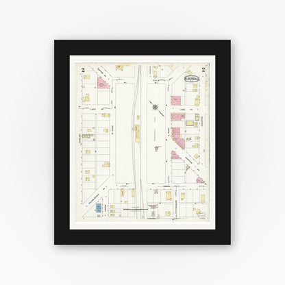 Old map wall art mockup — black gallery frame with white mat — Sanborn Fire Insurance Map from Auburndale, Polk County, Florida (1924) - Complete Map Set