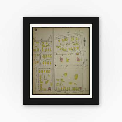Old map wall art mockup — black gallery frame with white mat — Sanborn Fire Insurance Map from Kenosha, Kenosha County, Wisconsin. (1918), Sheet 41
