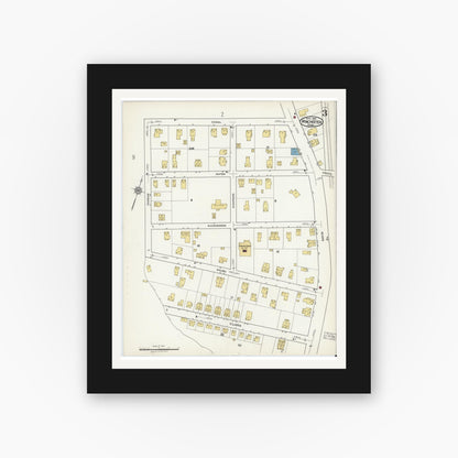 Old map wall art mockup — black gallery frame with white mat — Sanborn Fire Insurance Map from Winchester, Middlesex County, Massachusetts (1921), Sheet #0003