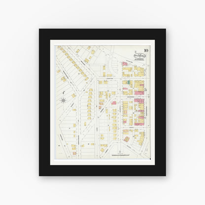 Old map wall art mockup — black gallery frame with white mat — Sanborn Fire Insurance Map from Turtle Creek Valley, Allegheny County, Pennsylvania (1906), Sheet #0010