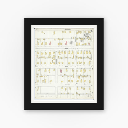 Old map wall art mockup — black gallery frame with white mat — Sanborn Fire Insurance Map from Mount Vernon, Knox County, Ohio (1903), Sheet #0009