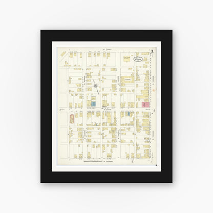 Old map wall art mockup — black gallery frame with white mat — Sanborn Fire Insurance Map from McAdoo, Schuylkill County, Pennsylvania (1912), Sheet #0003