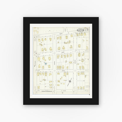 Old map wall art mockup — black gallery frame with white mat — Sanborn Fire Insurance Map from Hackettstown, Warren County, New Jersey (1914), Sheet #0007