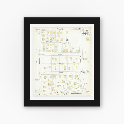 Old map wall art mockup — black gallery frame with white mat — Sanborn Fire Insurance Map from Winchester, Middlesex County, Massachusetts (1916), Sheet #0016