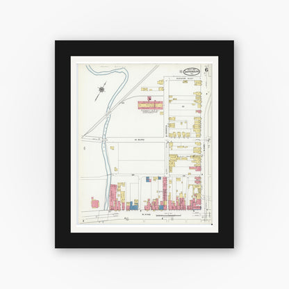 Old map wall art mockup — black gallery frame with white mat — Sanborn Fire Insurance Map from Shippensburg, Cumberland And Franklin Counties, Pennsylvania (1921), Sheet #0006