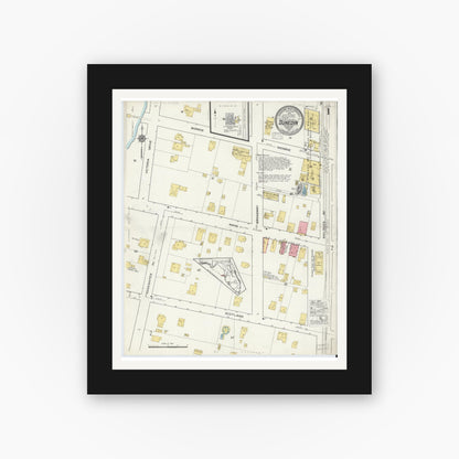 Old map wall art mockup — black gallery frame with white mat — Sanborn Fire Insurance Map from Dunedin, Pinellas County, Florida (1917) - Complete Map Set