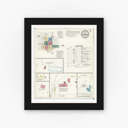 Old map wall art mockup — black gallery frame with white mat — Sanborn Fire Insurance Map from North Baltimore, Wood County, Ohio (1913) - Complete Map Set