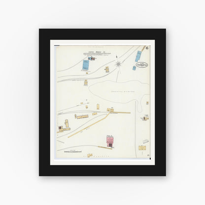 Old map wall art mockup — black gallery frame with white mat — Sanborn Fire Insurance Map from Iron Mountain, Dickinson County, Michigan (1897), Sheet #0006