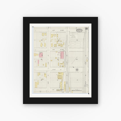 Old map wall art mockup — black gallery frame with white mat — Sanborn Fire Insurance Map from Ashland, Ashland County, Wisconsin (1895), Sheet #0012