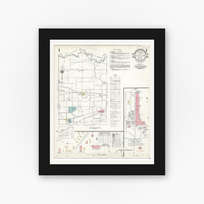 Old map wall art mockup — black gallery frame with white mat — Sanborn Fire Insurance Map from Clarence, Erie County, New York (1946), Sheet #0001