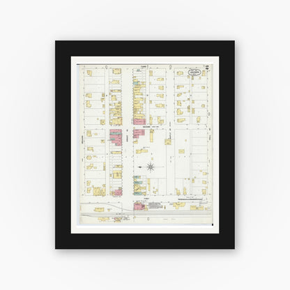 Old map wall art mockup — black gallery frame with white mat — Sanborn Fire Insurance Map from Shepherd, Isabella County, Michigan (1902), Sheet #0002