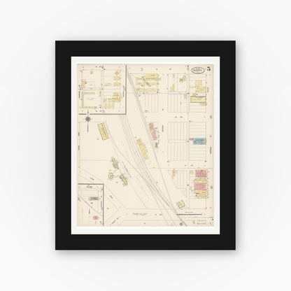 Old map wall art mockup — black gallery frame with white mat — Sanborn Fire Insurance Map from Calexico, Imperial County, California (1916), Sheet #0005