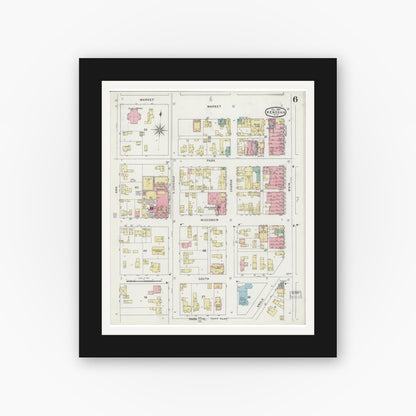 Old map wall art mockup — black gallery frame with white mat — Sanborn Fire Insurance Map from Kenosha, Kenosha County, Wisconsin (1894), Sheet #0006