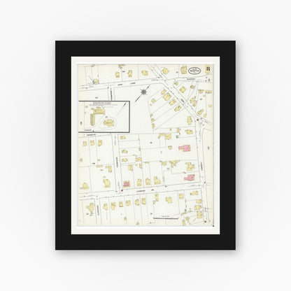 Old map wall art mockup — black gallery frame with white mat — Sanborn Fire Insurance Map from Newton, Sussex County, New Jersey (1911), Sheet #0008